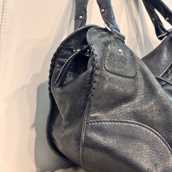 CELINE Vintage ‘Bittersweet’ Gunmetal Black Lambskin Leather Hobo Bag - Picture 5 of 16